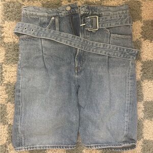 Agolde Women's Light Blue Relaxed Jean Shorts with Belt